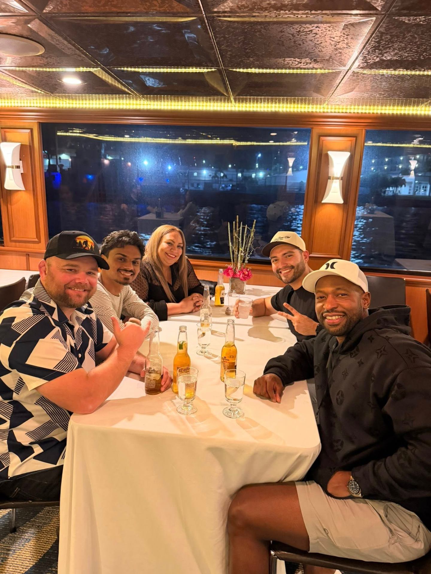 VIP yacht dinner with speakers